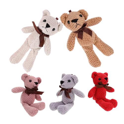 WEKAMOS 5 Stück Plüschspielzeugpuppe Minibären Kleiner Ausgestopfter Bär Kuscheltier Bären Tierisches Plüschtier Ausgestopfter Plüschbär Tragen Stofftier Bär Plüschbärenspielzeug Süßer Bär von WEKAMOS