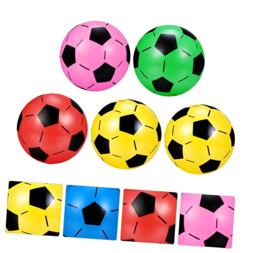 WEKAMOS 5 Stück Teiliges Aufblasbares Fußballspielzeug aus Robustem Kunststoff Leicht und Elastisch für Garten Strand Drinnen und Draußen Bunte Farben Einfach zu Zufällige Zufällige Farbe von WEKAMOS