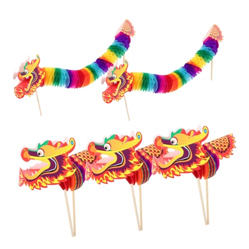 WEKAMOS 5 Stück Teiliges DIY Papierdrache Bunte Chinesische Neujahrsdekoration Handgefertigt für Frühlingsfest Party Authentische Lunar Year Deko als Year Photo Props und Geschenk von WEKAMOS