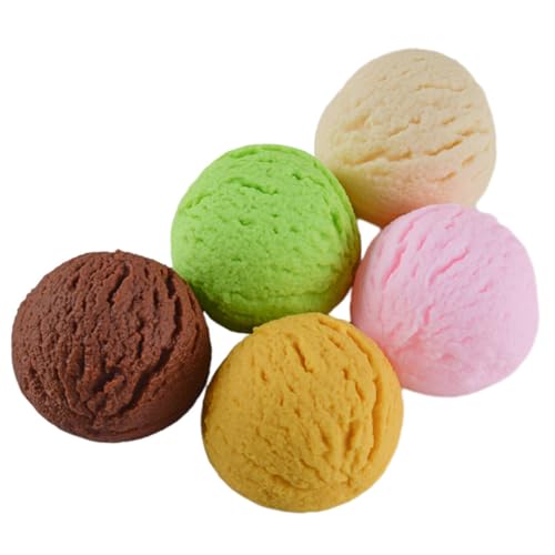 WEKAMOS 5 Stück Teiliges Künstliche Eiskugeln Deko Realistische Eiscreme Modell für Schaufenster Küchen und Laden Dekoration Vielseitige Präsentationsrequisiten für Fest und Zuhause von WEKAMOS