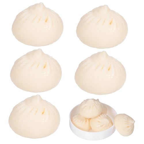 WEKAMOS 5 Stück Teiliges Künstliche Gedämpfte Brötchen Modell Realistische Lebensmitteldekoration Fotorealistisches Dampfbrötchen Requisiten für Restaurant Party Küchen Deko von WEKAMOS