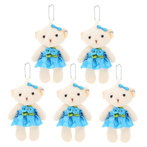 WEKAMOS 5 Stück Teiliges Mini Plüschbär mit Hängeketten Buntes DIY Bärendekor Weiche Stofftier Anhänger Große Kuscheltiere für Hochzeit Geburtstag und Bastelprojekte von WEKAMOS