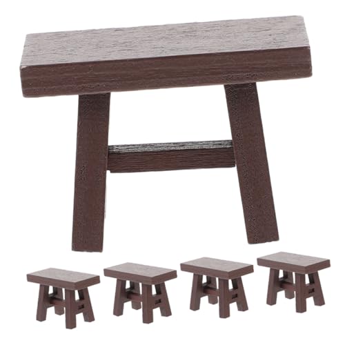 WEKAMOS 5 Stück Teiliges Miniatur Holzhocker Vintage Design Stabile Mini Dollhouse Möbel für Rollenspiel und Dekoration Realistische Kleine Sitzmöbel von WEKAMOS