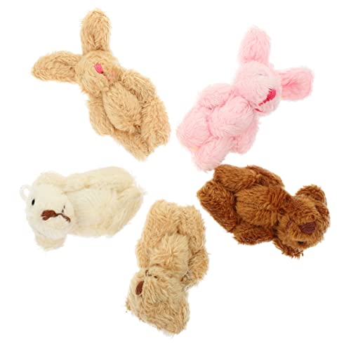 WEKAMOS 5 Stück Teiliges Miniatur Plüschtiere für Puppenhaus Dekoration Realistischer Teddybären und Kaninchen Weiche Detailreiche Miniaturfiguren als Niedliche Hausornamente und von WEKAMOS