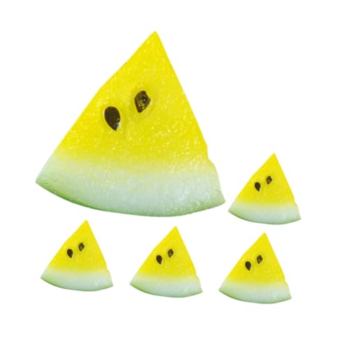 WEKAMOS 5 Stück Teiliges Miniatur Wassermelonen Scheiben Realistisch Gefärbte Puppenhaus Früchte Modelle Lebensechte Wassermelonen Dekoration für Miniatur Obstladen und Dollhouse Zubehör von WEKAMOS