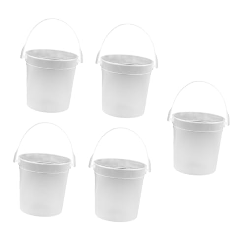 WEKAMOS 5 Stück Teiliges Transparenter Runder Wasser Eimer ohne Deckel Vielseitig als Pinselwascheimer Malutensilienbehälter und Sandspielzeug für Zuhause mit Praktischem Tragegriff und von WEKAMOS