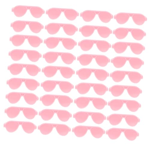 WEKAMOS 50 Stück Mini Puppen Sonnenbrillen Stylische Kunststoff Doll Eyeglasses DIY Bastelzubehör für Puppenhaus Dekoration und Fotografie Accessoire Hellrosa von WEKAMOS
