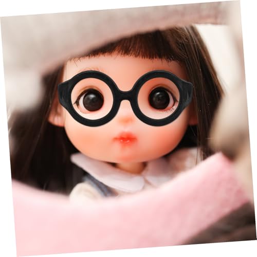 WEKAMOS 50 Stück Mini Runde Puppenbrillen Kunststoff Schwarz Stylische Doll Eyewear für Bastelprojekte und Puppenkostümzubehör Kleine Brillen für DIY Puppenmode von WEKAMOS