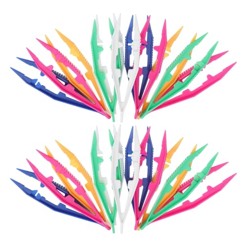 WEKAMOS 50 Stück Teiliges Bunte Kunststoff pinzetten für Gelb Weiß Blau Grün Kleine Präzise Bastelpinzette für Perlen Nail Art Tools DIY Schmuckherstellung Leicht zu Reinigen von WEKAMOS
