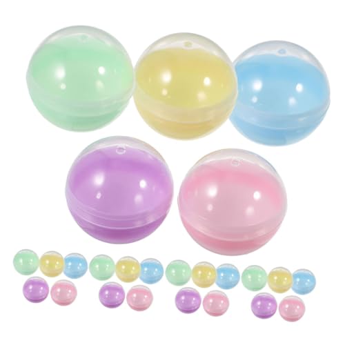 WEKAMOS 50 Stück Teiliges Halbdurchsichtiger Macaron farbkapseln Füllbare Runde Plastikbehälter Automaten Dekorative Bunte Kapseln für Party DIY Basteln Verkaufsautomaten Geeignet von WEKAMOS