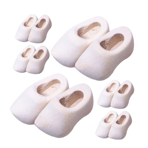 WEKAMOS 6 Paar Mini Holzschuhe Basteln Dekor Holzschuhe Unlackierte Miniaturschuhe Schuh Miniaturfiguren Schuhe Fingerschuhe Puppen Minischuhe Miniatur Schuhzubehör von WEKAMOS