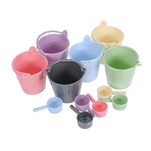 WEKAMOS 6 Sets Miniatur Eimer Kleinkinder Outdoor Puppenhaus Gartenspielzeug Garteneimer Gartengeräte Für Mini Strandeimer Sandeimer Für Sandkübel Aus Kunststoff von WEKAMOS