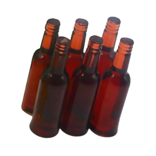 WEKAMOS 6 Stück Mini -Bierflasche Mini-Bierflaschen Puppenhaus-miniaturen Mini-hausbierflaschen Party Klein Miniatur-bierflaschenkrüge Wieder Auffüllbar Bierflaschen Mini-Modell Harz Brown von WEKAMOS