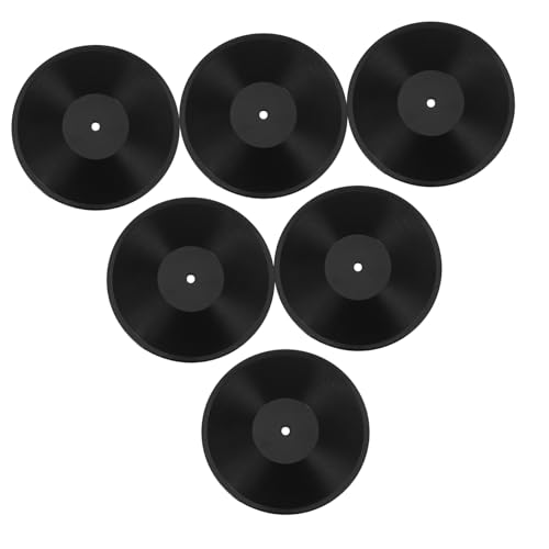 WEKAMOS 6 Stück Mini-Rekordmodell Dekoration Ornament aufzeichnen Puppe winzig Vinyl gebaut klein Retro Mini-Phonograph-Schallplatte interessantes Miniaturmaterial Plastik Black von WEKAMOS