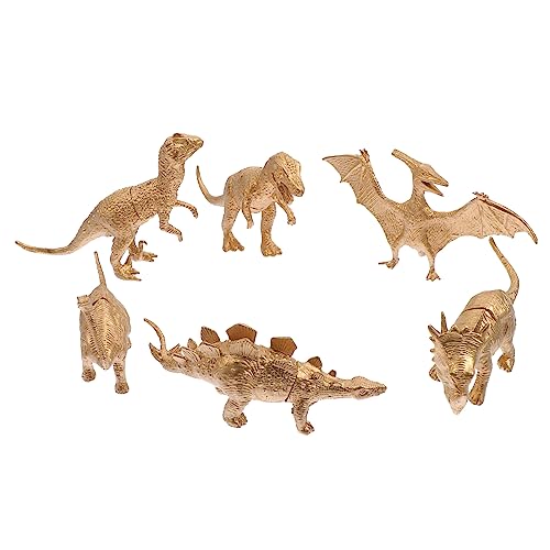 WEKAMOS 6 Stück Miniatur Dinosaurier Modelle Goldene Deko für Leicht und Tragbar für Spiel und Dekoration Zuhause Fördert Lernen über Dinosaurier von WEKAMOS