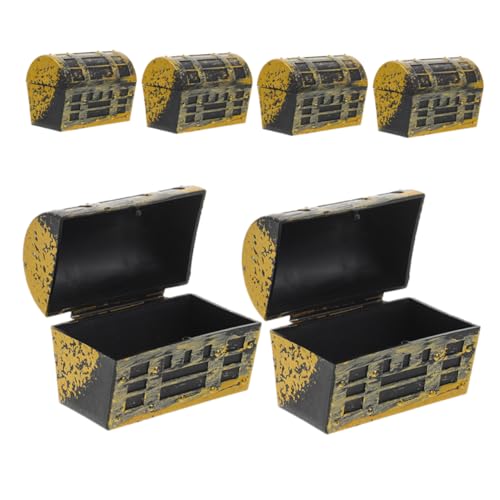 WEKAMOS 6 Stück Miniaturmodellschmuck kleine Schatztruhe für Mädchen Mini-Hausverzierung Party piraten Ornament Miniatur-Puppenhauszubehör Puppenhaus Miniaturen Abs Golden von WEKAMOS