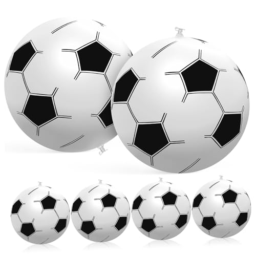 WEKAMOS 6 Stück Teiliges Aufblasbares Fußball aus Strapazierfähigem PVC Kinderfreundliche Softbälle für Drinnen und Draußen Leicht Tragbar für Strand Party und Freizeitspiele von WEKAMOS