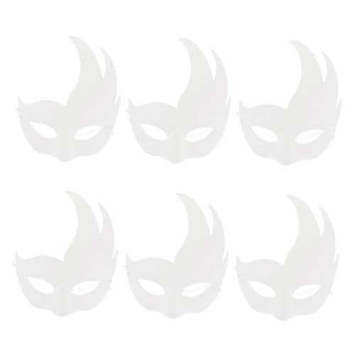 WEKAMOS 6 Stück Teiliges DIY Pappmaché Masken zum Bemalen Leere Gesichtsmasken aus Pulp Bastelset für Kindergeburtstag Karneval Fasching Kreative Partymasken zum Selbstgestalten von WEKAMOS