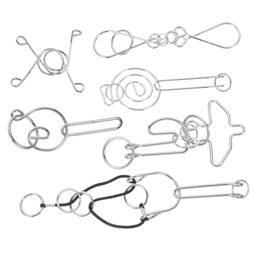 WEKAMOS 6 Stück Teiliges Intelligenzspielzeug Entwirrspiel Metallrätsel Geschicklichkeitstrainer Feinmotorik Puzzle von WEKAMOS