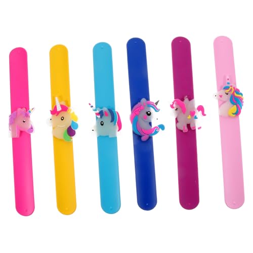 WEKAMOS 6 Stück Teiliges Leuchtendes Silikon schnapparmband mit Einhorn motiv Bunte Kinderarmbänder als Partygeschenke Spielpreis und Freundschaftsarmband für Geburtstagsfeiern von WEKAMOS