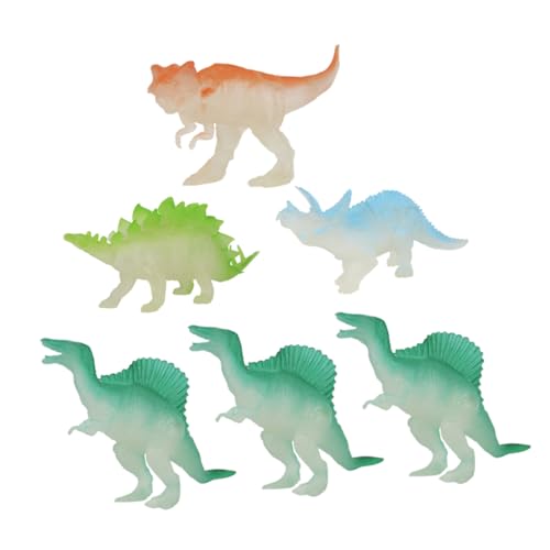 WEKAMOS 6 Stück Teiliges Mini Dinosaurier Modellset Leuchtend Simulation Tier Zufälliger Stil Lernspielzeug Kunststoff Langlebig von WEKAMOS