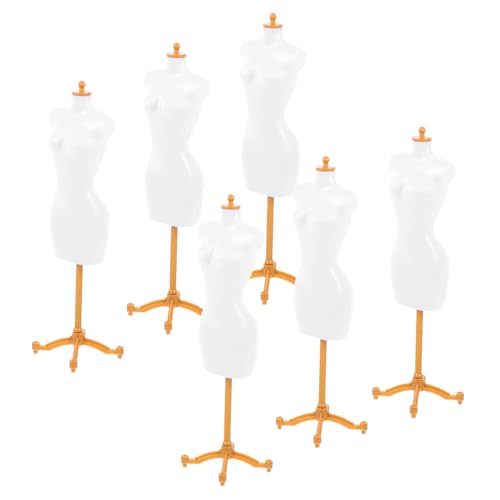 WEKAMOS 6 Stück Teiliges Mini Puppen Kleiderständer aus Hochwertigem Kunststoff Stabile und Langlebige Miniatur Puppen Schaufensterpuppe für Puppenhaus Dekoration und Puppenkleider von WEKAMOS