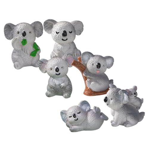 WEKAMOS 6 Stück Teiliges Miniatur Koala Figuren Realistische Harz Tierdeko Niedliche Miniatur Koala Modelle für Garten Auto Balkon Mikro Landschaft Vielseitige Dekoration von WEKAMOS