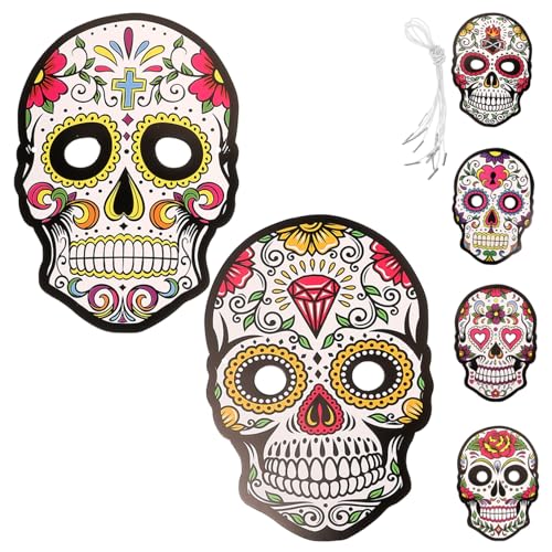WEKAMOS 6 Stück Teiliges Papiermasken Tag der Toten Dekoration mit Gruseligem Design Leichte Strapazierfähige für Karneval Halloween Kostümparty DIY Fasching WEKAMOS 6 Stück Teiliges Papiermasken Tag der Toten Dekoration mit Gruseligem Design Leichte Strapazierfähige für Karneval Halloween Kostümparty DIY Fasching von WEKAMOS
