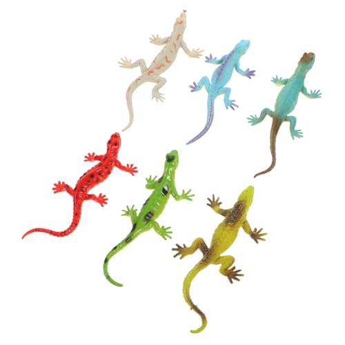 WEKAMOS 6 Stück Teiliges Realistische Kunststoff Eidechsen Figuren Simulation Reptilien Deko Pädagogisch für Garten Party Dekoration Jungen Mädchen von WEKAMOS
