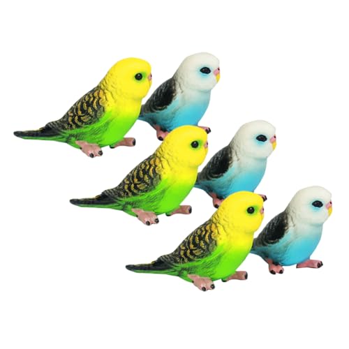 WEKAMOS 6 Stück Teiliges Realistische Papageien Figuren Lebensechte Kleine Sittich Dekoration für Vielseitig als Wohn Garten und Lernspielzeug Detailgetreues Künstliches Vogelmodell von WEKAMOS
