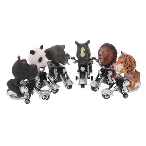WEKAMOS 6 Stück Teiliges Set Tier Rückziehfahrzeuge Tiermodelle Friktionsbetriebene Motorradspielzeuge für Jungen Mädchen Indoor Outdoor Langlebig Realistisch Interaktiv ohne Batterien von WEKAMOS