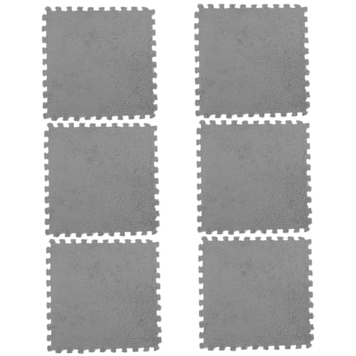 WEKAMOS 6 Stück Teiliges Weiches Eva Puzzlematte Graue Krabbelmatte mit Nahtlosem Stecksystem rutschfest und Schadstofffrei als Spiel Bodenschutzmatte für Haushalt und Fitness von WEKAMOS