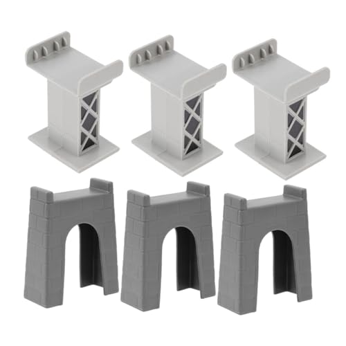 WEKAMOS 6 Stück Teiliges Zugbrückenstützen Robustem Kunststoff Graue Brückenpfeiler für Eisenbahnspielzeug Gebogene Gleisstützen Dekorative und Sichere Modelle für Modelleisenbahntracks von WEKAMOS