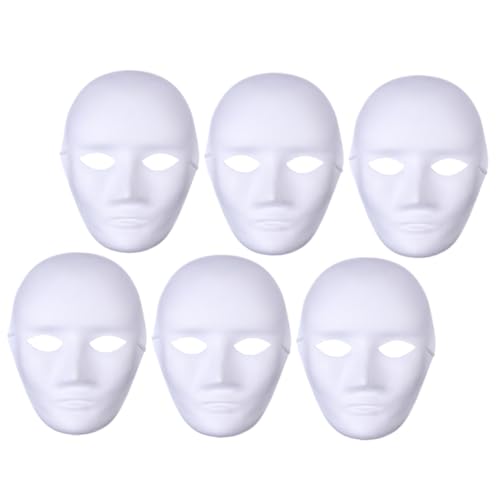 WEKAMOS 6 Stück Weiße Pappmaché Masken zum Bemalen DIY Maske Unbemalt Pappmaschee Masken für Fasching Halloween Kostüm Kreative Handarbeit Blanko für Männer WEKAMOS 6 Stück Weiße Pappmaché Masken zum Bemalen DIY Maske Unbemalt Pappmaschee Masken für Fasching Halloween Kostüm Kreative Handarbeit Blanko für Männer von WEKAMOS