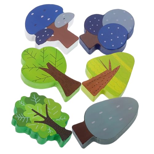WEKAMOS 6 Stücke Set Track Szene Zubehör Baum Baum Holz Zug Zubehör Baum Blöcke Zug Track Zubehör Holz von WEKAMOS