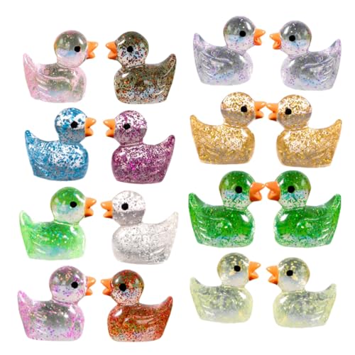 WEKAMOS 60 Stück Mini Harz Entenfiguren Leuchtend im Dunkeln Farben Mix Miniatur Dekoration für Puppenhaus Garten Aquarium Langlebige Resin Ducks für DIY Basteln und Szenegestaltung von WEKAMOS