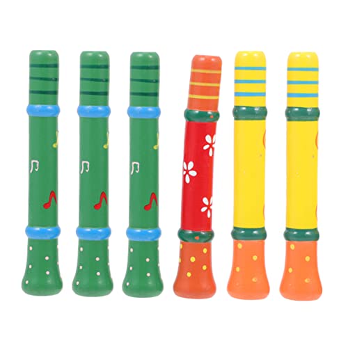 WEKAMOS 6Stücke Teiliges Holzpfeifen für Lustige Pfeifenspielzeuge Musikinstrumente Kindergarten Musizieren Farben Zufällig für Geburtstagsgeschenke von WEKAMOS