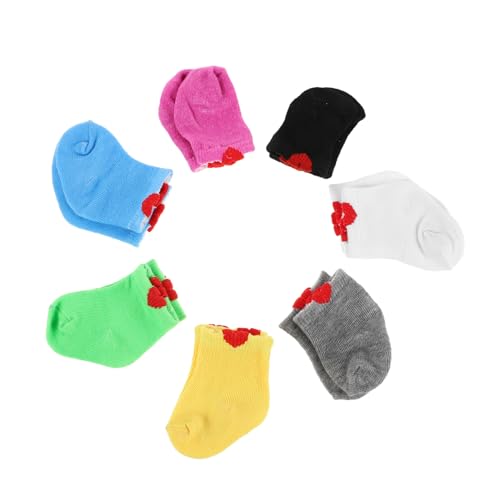 WEKAMOS 7 Paare Puppensocken für Puppen Mehrfarbiges Passgenaue Spielzeugsocken Vielseitige Puppenkleidung Zubehör für Fantasievolles Ankleiden und Sammelfiguren von WEKAMOS