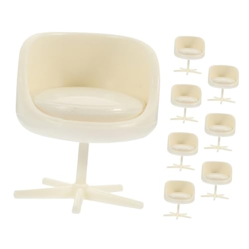 WEKAMOS 8 Stück Möbel Drehstuhl Modell Stühle Puppenhaus Mini Möbel Dekoration Winzige Möbel Miniaturmöbel Für Puppenhaus Puppenstuhl Miniaturhaus Zubehör Abs Beige von WEKAMOS