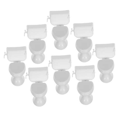 WEKAMOS 8 Stück Puppenhaus-badezimmer-accessoires Dekorationen Realistische Toilette Klein Dekoratives Mini-modell Miniaturhauszubehör Geformt Mit Dollhouse Badezimmer Stütze Weiß Plastik von WEKAMOS