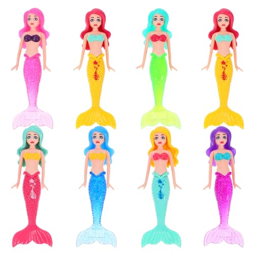 WEKAMOS 8 Stück Tauchspielzeug meerjungfrau Pool Plastik Schwimmspaß Cartoon Meerjungfrau-Poolspielzeug Meerjungfrau Puppe Abs von WEKAMOS