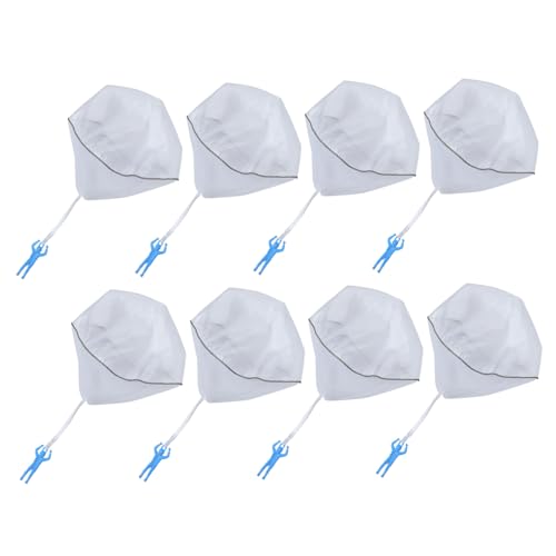 WEKAMOS 8 Stück Teiliges DIY Fallschirm für Mini Fallschirmspringer Soldaten zum Bemalen und Werfen Leichte Fallschirme für Langsamen Fall Outdoor Flugspielzeug für Jungen Zufällige Farbe von WEKAMOS