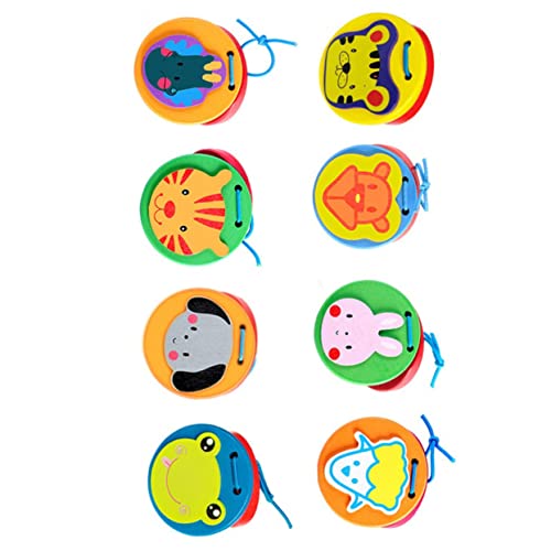 WEKAMOS 8 Stück Teiliges Holz Kastagnetten Bunte Cartoon Tierform Handliche Musikinstrumente für Spielerische Frühförderung Instrument Lernspielzeug von WEKAMOS