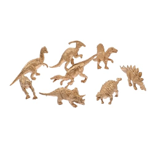 WEKAMOS 8 Stück Teiliges Mini Dinosaurier Modell Goldfarbene Simulation für Lernspielzeug Kreative Dekoration Garten Büro Desktop Ornament von WEKAMOS