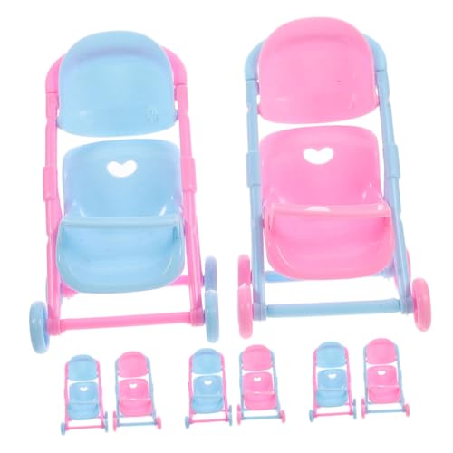 WEKAMOS 8 Stück Teiliges Mini-puppenwagen Robustem Kunststoff Realistisch Gestalteter Kinderwagen Leicht und Kompakt für Kreatives Rollenspiel und Puppenhaus-zubehör für Mädchen von WEKAMOS