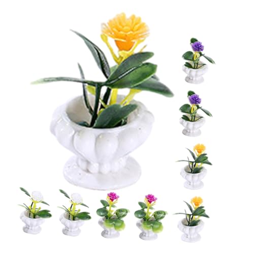 WEKAMOS 8 Stück Teiliges Miniatur Pflanzen Puppenhaus Bonsai Modell Mini Topfpflanzen Miniatur Garten Dekoration für Mini Haus und Mikro Landschaft von WEKAMOS