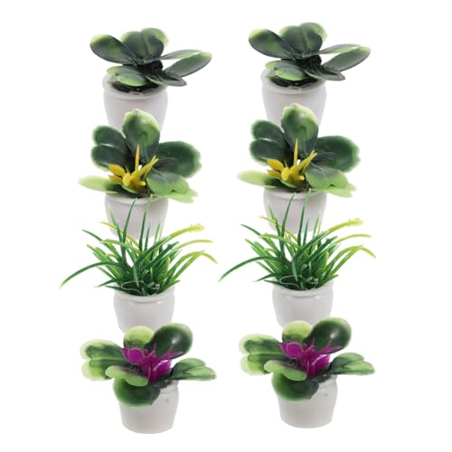 WEKAMOS 8 Stück Teiliges Miniatur Puppenhaus Pflanzen Realistische Miniatur Topfpflanzen Künstliche Mini Blüten Vielseitige Gartendekoration und Innenraum Ornament Leicht zu Pflegen für von WEKAMOS