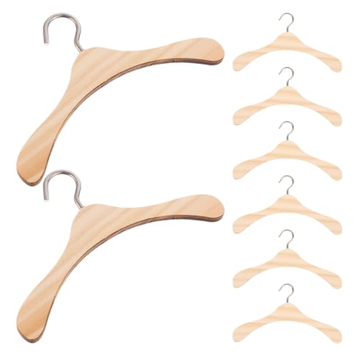 WEKAMOS 8 Stück Teiliges Miniatur Puppenkleiderbügel aus Holz Mini Bjd Puppenhaus Kleiderbügel für Kleid Mantel und Outfit Kreative Garderobenorganisation für Puppenmode von WEKAMOS