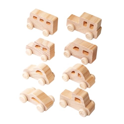WEKAMOS 8 Stück Teiliges Unbehandelte Holzautos zum Bemalen Natürliche DIY Holzauto Bastelspielzeuge für Leicht Sicher und Stabil für Hand Auge Koordination und Kreative Malprojekte von WEKAMOS
