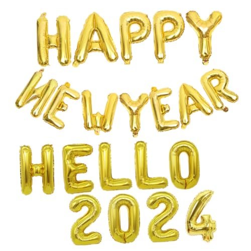 WEKAMOS Aluminium Folienballons Neujahrsdeko Happy Year und Gold Hello Ballon Party Deko für Jahreswechsel Feierlichkeiten und Festliche Fotorequisiten WEKAMOS Aluminium Folienballons Neujahrsdeko Happy Year und Gold Hello Ballon Party Deko für Jahreswechsel Feierlichkeiten und Festliche Fotorequisiten von WEKAMOS